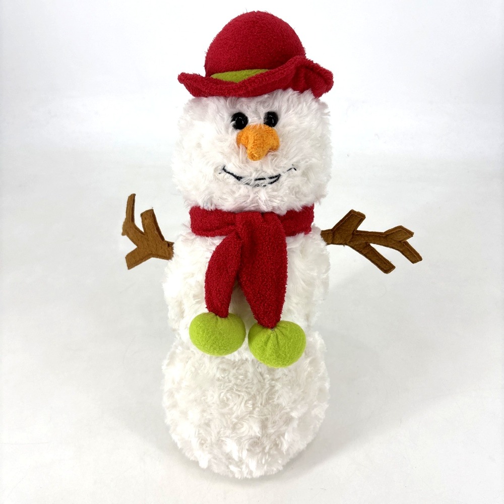 Animal Adventure Large‎ White Snowman Plush Toy 16" Red Hat Scarf Christmas 2014